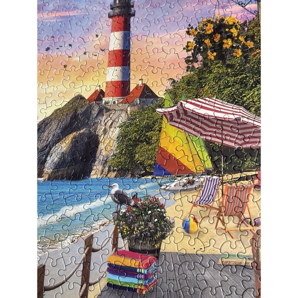 WHITE MOUNTAIN "Beach Vacation" 1000 Piece Puzzle Larger Pieces Pre-Owned - Picture 5 of 8